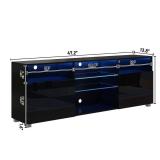 ChVans LED TV Stand for 55 inch TV, High Glass Modern Entertainment Center with LED Lights and Glossy Cabinets - Black