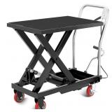 Garvee Single Scissor Lift Table, 330lbs Capacity 28.5" Lifting Height, Hydraulic Lift Table Cart with Locking Wheels and Non-Slip Pad, Hydraulic Scissor Cart for Material Handling and Transportation