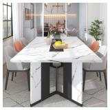 Espafurni - 78 Inch Modern Rectangular Dining Table for 6 - 8, Waterproof Top & Adjustable Legs - White