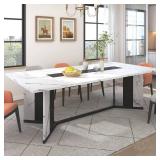 Espafurni - 78 Inch Modern Rectangular Dining Table for 6 - 8, Waterproof Top & Adjustable Legs - White