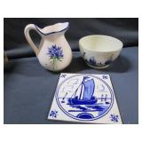 Blue & White Pitcher & Ship Theme