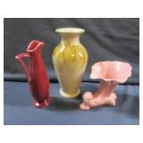 Three Vase: Maroon, Cream/Brown
