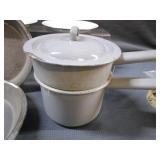 Vintage Enamel: Plates & Double Boiler