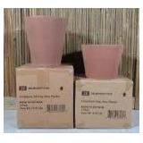 2 Planters-Southern Patio Vaso 10 in. x 10.87 in. Tall Terracotta Clay Pot, Vaso 9.8 in. x 6.7 in. Terracotta Clay Pot