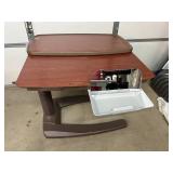 MSRP $900 Stryker Split Top Overbed Table With Dual Storage Compartments, Height Adjustable Hospital/Patient Bedside Table, For Rehab/Home Care/Long-Term Care Facilities