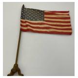 Vintage Miniature 50  Star Flag With Brass Stand 13"