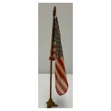 Vintage Miniature 50  Star Flag With Brass Stand 13"