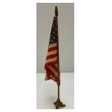 Vintage Miniature 50  Star Flag With Brass Stand 13"