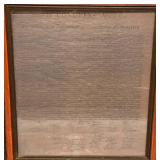 16 1/2" x 18 1/4" Framed Behind Glass The Unanimous Declaration July 4, 1776 States Of America (REPLICA)