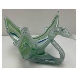 Vintage Marano Style Hand Blown Glass Swan Dish 7 1/4" x 9 3/4" x 13"