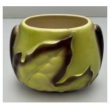 Vintage MCM Royal Copley Planter Green And Brown leaf 4" x 6" x 7 1/2"