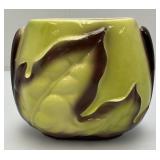 Vintage MCM Royal Copley Planter Green And Brown leaf 4" x 6" x 7 1/2"