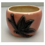 Vintage MCM Royal Copley Dark Pink Black Off White Planter (Cracks In Cleasrcoat Inside) 3.5" x 4" x 5"