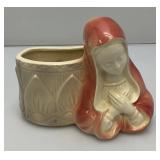 Vintage MCM Royal Windsor Madonna Planter Pink& Cream 6.25" Tall x 7.5" Long x 3.75" Wide
