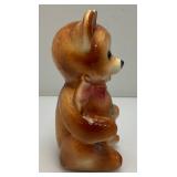 Vintage MCM Royal Copley 8" Tall Teddy Bear Bank With Foil Label