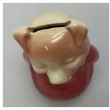 Vintage MCM Royal Copley 4 1/2" Tall Pink Piggy Bank