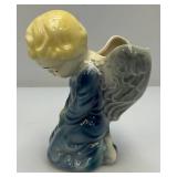 Vintage MCM Royal Copley Blue  Praying Angel Wall Pocket Planter 6 1/4"