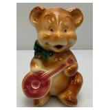 Vintage MCM Royal Copley Banjo Bear Planter 7"