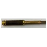 Antique Brass Leather Wrapped Telescope With Brass Lense Cover 7" Closed 23" Open
