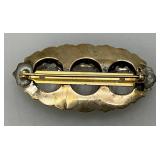 Antique Victorian Ornate Sterling? Brooch 10.30 Grams Overall 3/4" x 1 3/4"