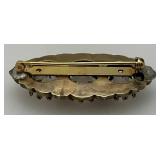 Antique Victorian Ornate Sterling? Brooch 10.30 Grams Overall 3/4" x 1 3/4"