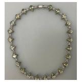 14.5" Vintage Sterling Marked Teardrop Rhinestone With Matching Earrings 42.94 Grams Overall