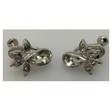 14.5" Vintage Sterling Marked Teardrop Rhinestone With Matching Earrings 42.94 Grams Overall