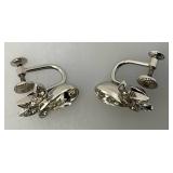 14.5" Vintage Sterling Marked Teardrop Rhinestone With Matching Earrings 42.94 Grams Overall