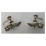 Vintage KREMENTZ Sterling Silver And Rhinestone Earrings 3.65 Grams overall