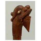 Vintage Veitnam War Hand Carved Dragon Short Timers Swagger Stcik With Pearl Eyes 21 1/2"