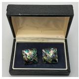 Vintage Sterling Silver? & Abalone Earrings 9.52 Grams Overall