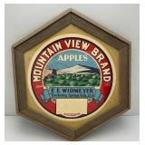 Vintage Mountain View Brand Apples Framed Behind Glass Advertisement  21" x 24"