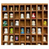 Vintage Collectible Thimbles In Display Case