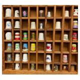 Vintage Collectible Thimbles In Display Case