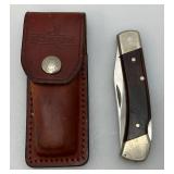 Vintage Schrade Uncle Henry LB5 Poket Knife With Leather Sheath