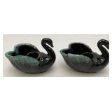 Vintage ENESCO Set Of Swan Candle Holders And Planter With Foil labels
