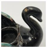 Vintage ENESCO Set Of Swan Candle Holders And Planter With Foil labels