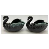 Vintage ENESCO Set Of Swan Candle Holders And Planter With Foil labels