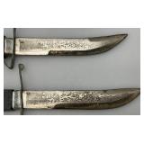 Pair Of Vintage Collectible Unique Knives Made In India 4 3/4" With Sheaths