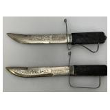 Pair Of Vintage Collectible Unique Knives Made In India 4 3/4" With Sheaths