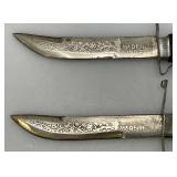 Pair Of Vintage Collectible Unique Knives Made In India 4 3/4" With Sheaths