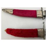 Pair Of Vintage Collectible Unique Knives Made In India 4 3/4" With Sheaths