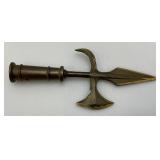 Vintage Heavy Brass Flag Topper 9 1/2" And Small Hatchet 8 1/2"