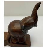 Vintage Hand Carved Wooden Elephant Door Stops 6" x 10"