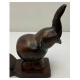 Vintage Hand Carved Wooden Elephant Door Stops 6" x 10"