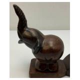 Vintage Hand Carved Wooden Elephant Door Stops 6" x 10"