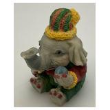 Vintage Collectible Miniature Elephant Figurine 3 1/2"  And Tea Set 4" x 4" with 2" Figures And More