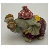 Vintage Collectible Miniature Elephant Figurine 3 1/2"  And Tea Set 4" x 4" with 2" Figures And More