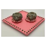 Vintage Collectible Miniature Elephant Figurine 3 1/2"  And Tea Set 4" x 4" with 2" Figures And More