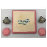 Vintage Collectible Miniature Elephant Figurine 3 1/2"  And Tea Set 4" x 4" with 2" Figures And More